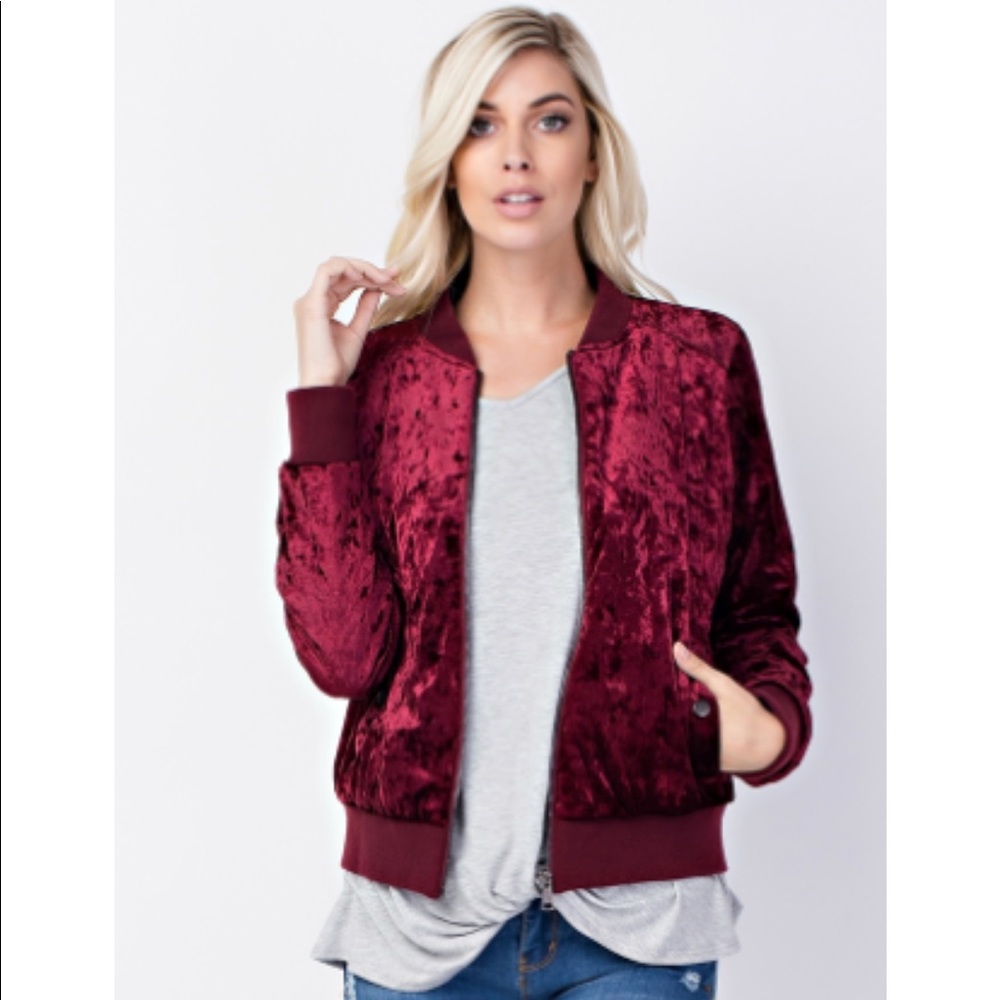 🌵2x HP🌵 Velvet Wine Bomber Jacket